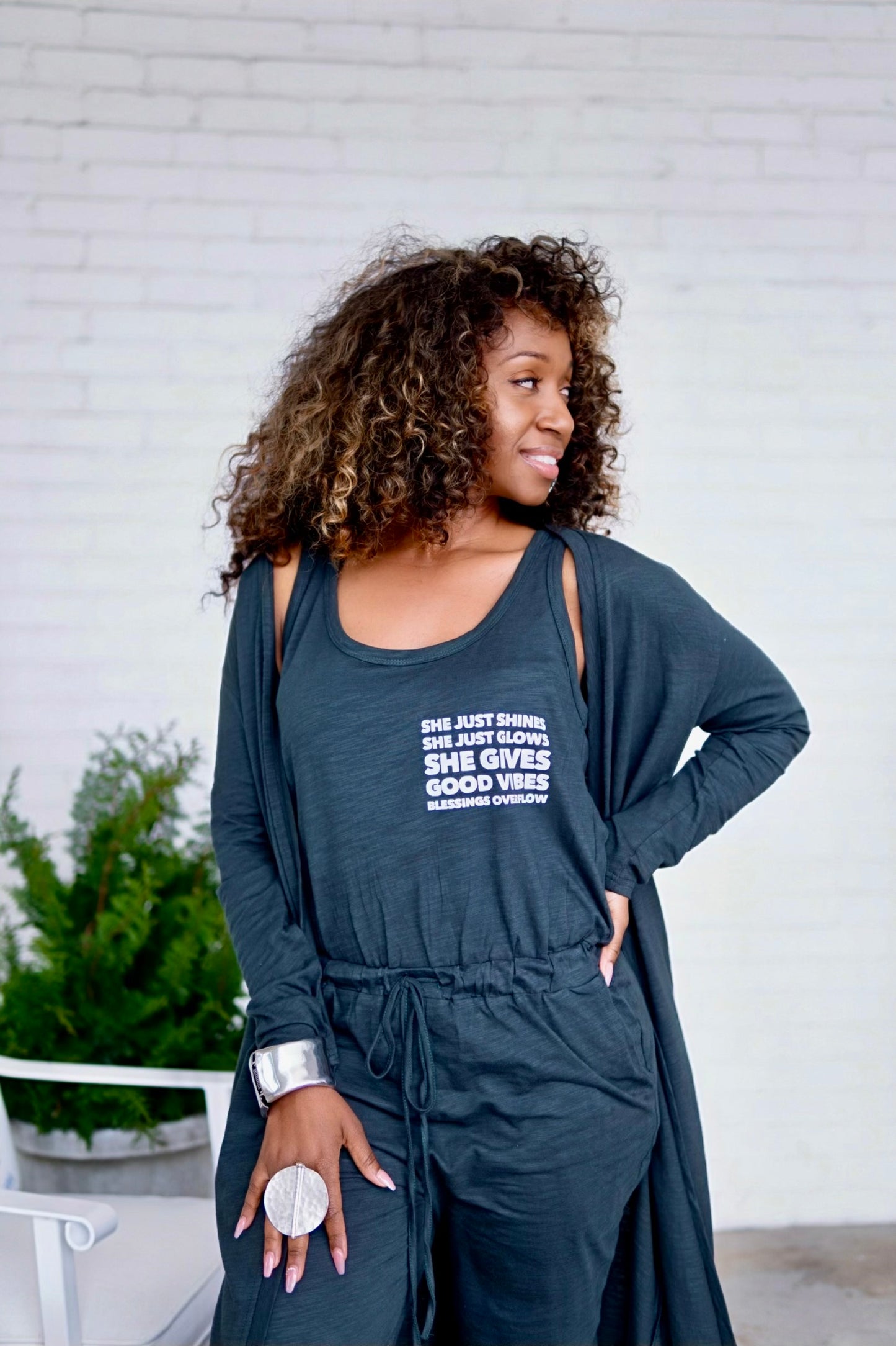 “She Just Shines She Just Glows” T-Shirt Jumper Set