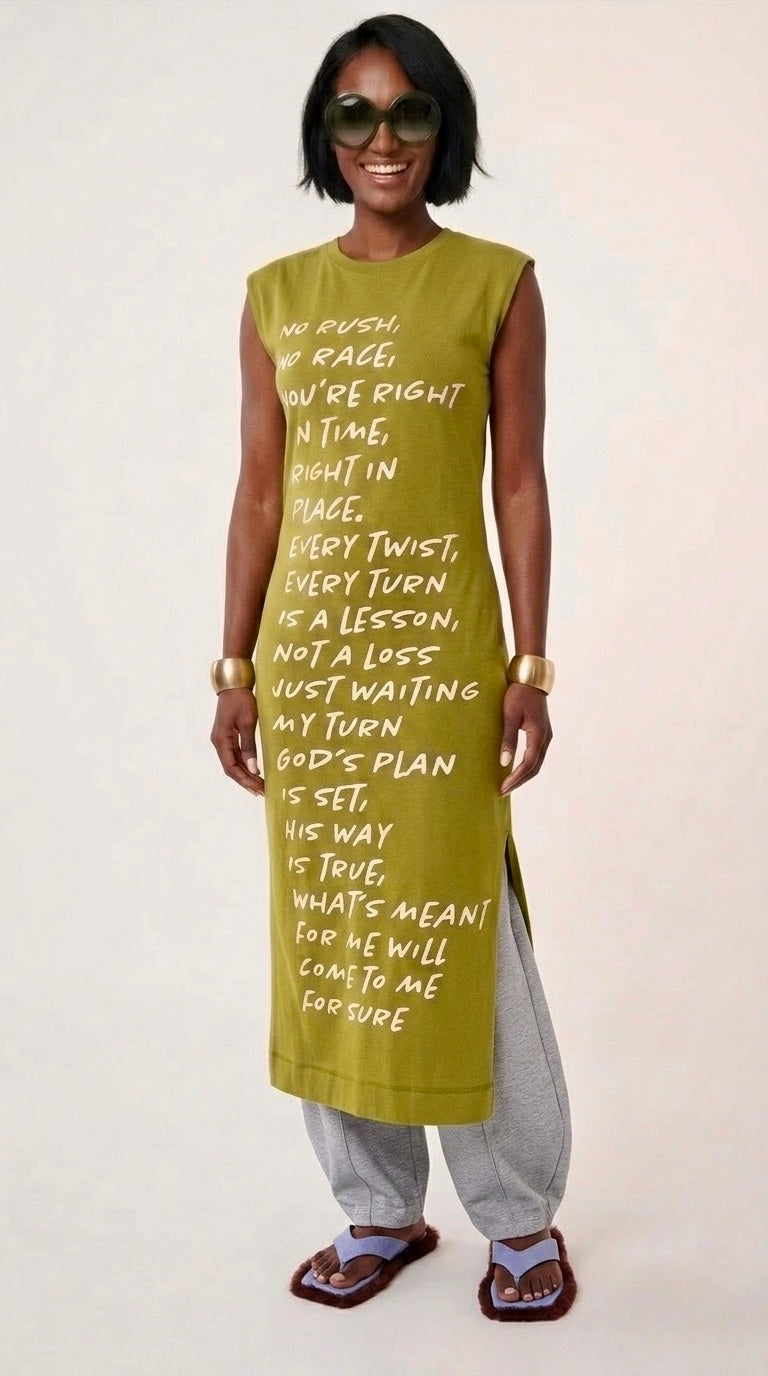 “My Turn” Citronella Lime Midi Lounge Dress (PREORDER: Ships out the week of July 27th)
