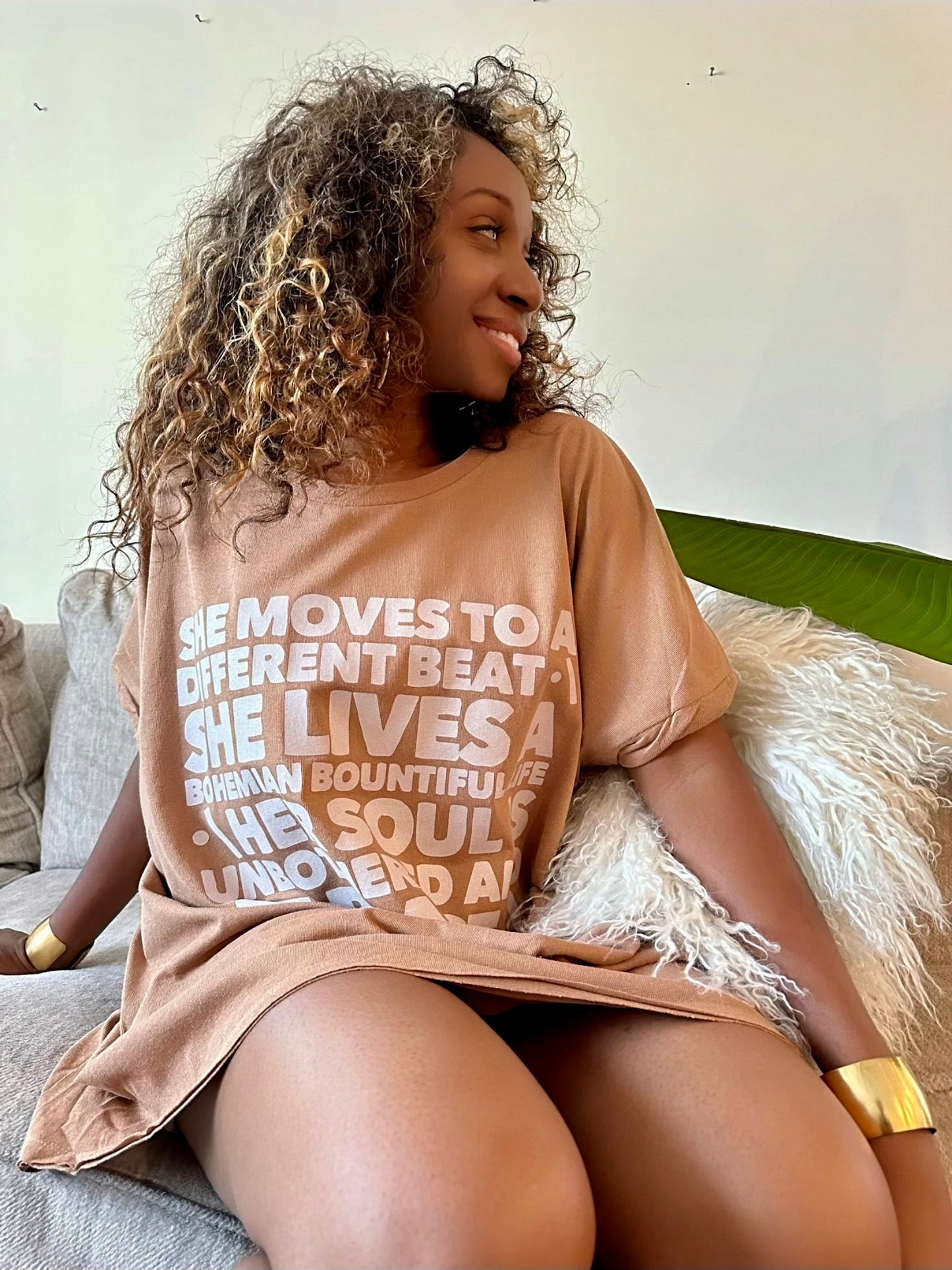 “She Moves to a Different Beat” Oversized T-Shirt Tunic Dress