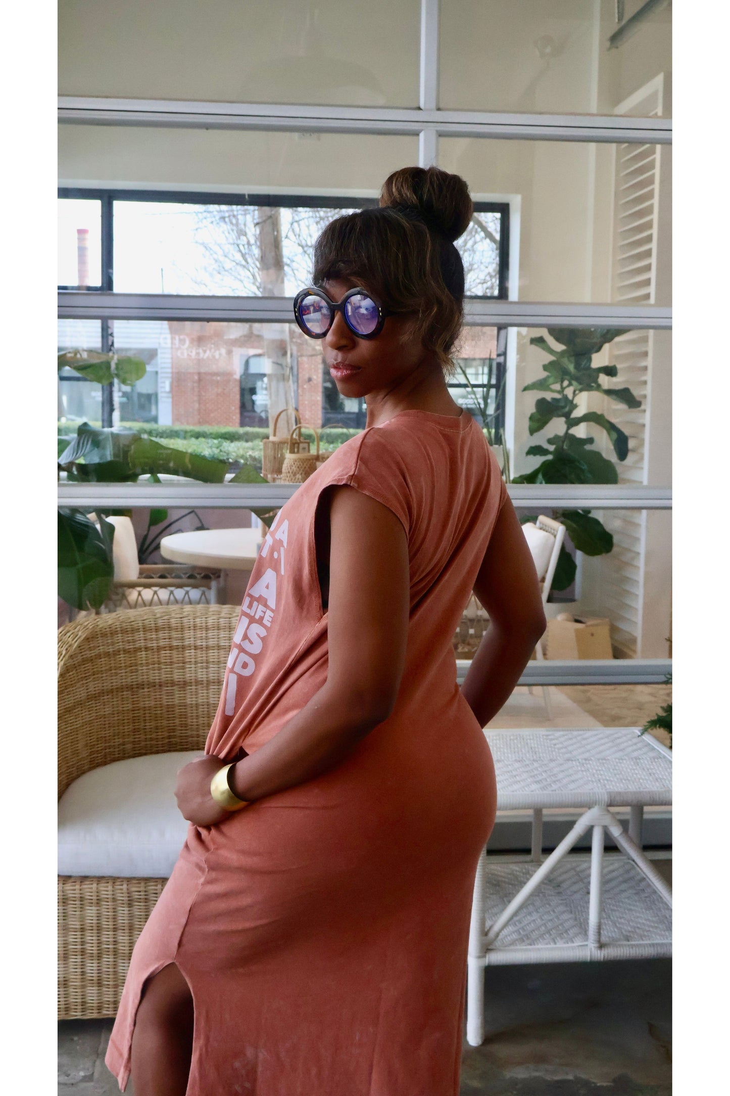 She Moves to a Different Beat Lounge Midi Dress (SLIGHTLY Distressed Ink at the Top of Dress)
