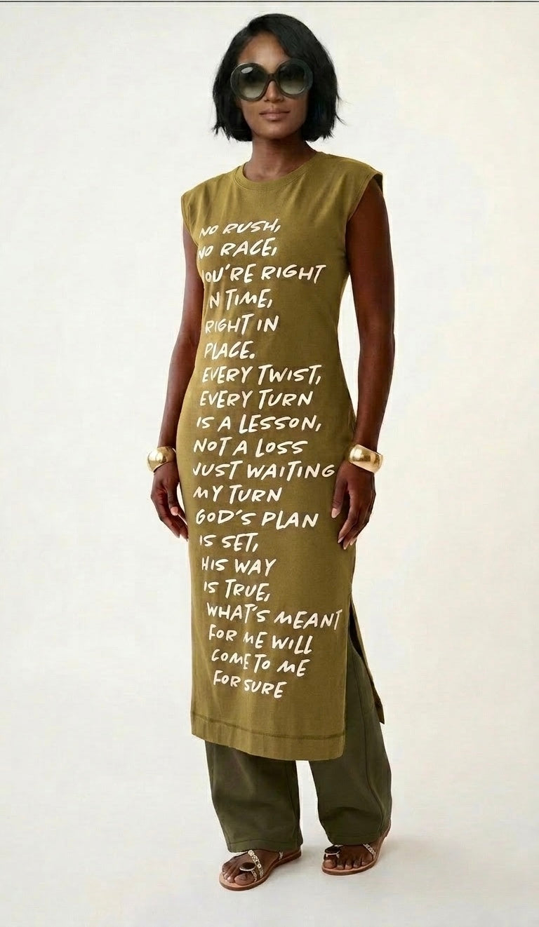 “My Turn” Wild Honey Olive Midi Lounge Dress (PREORDER: Ships out starting the week of September 5th)