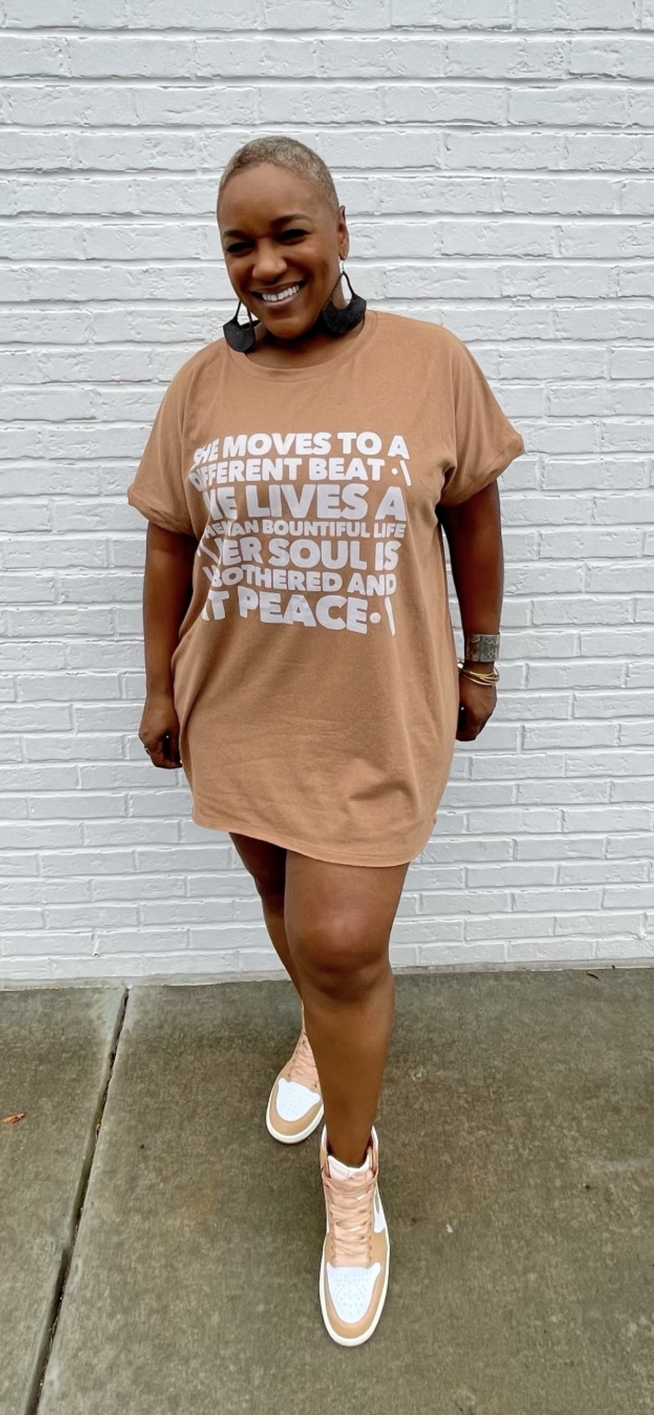 “She Moves to a Different Beat” Oversized T-Shirt Tunic Dress
