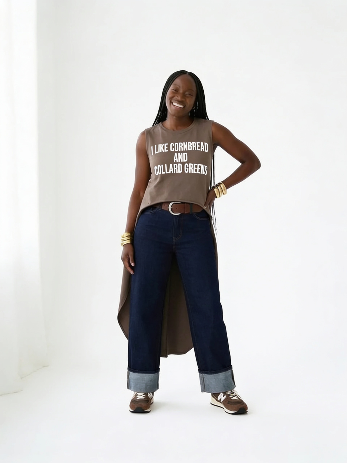 “I Like Cornbread and Collard Greens” Hi Lo Sweatshirt Top