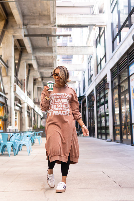 “She Moves to a Different Beat” Sweatshirt Lounge Dress