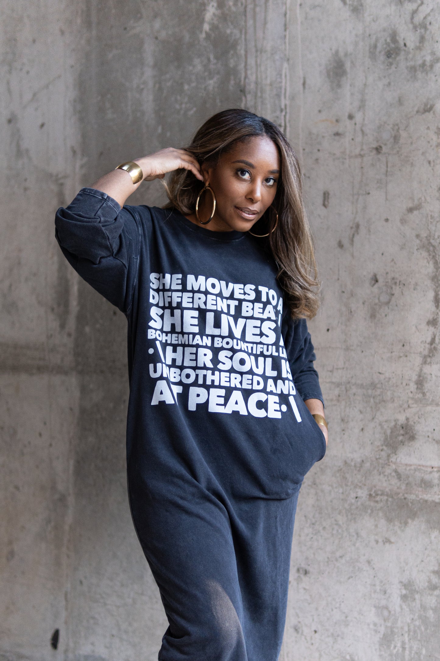 She Moves to a Different Beat Sweatshirt Midi Dress