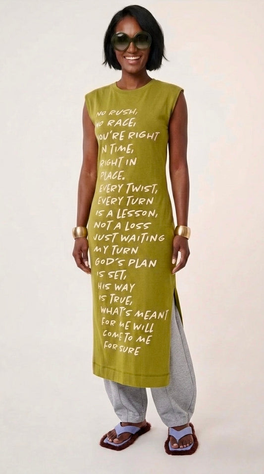“My Turn” Citronella Lime Midi Lounge Dress (PREORDER: Ships out the week of July 27th)