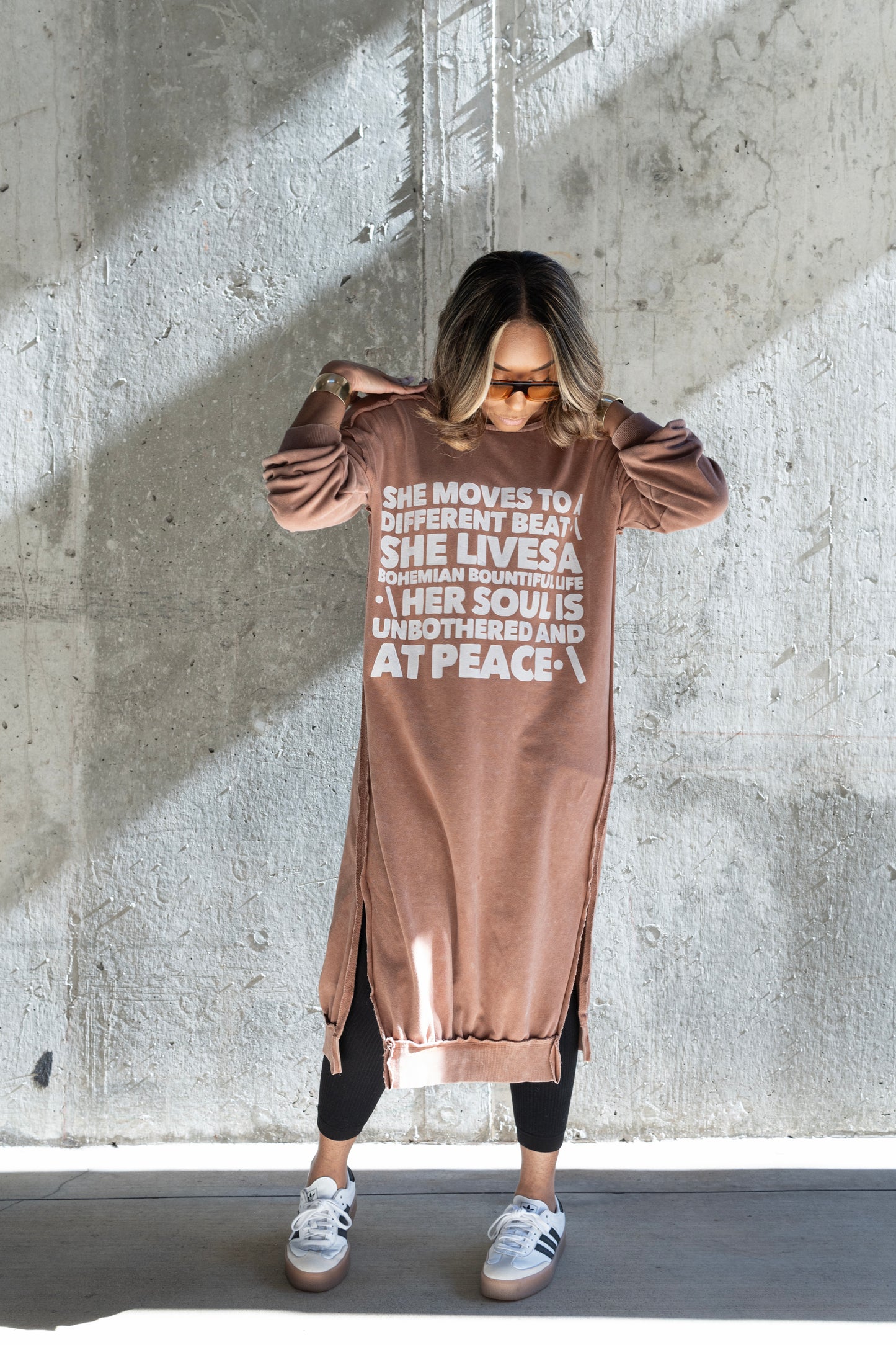 “She Moves to a Different Beat” Sweatshirt Lounge Dress