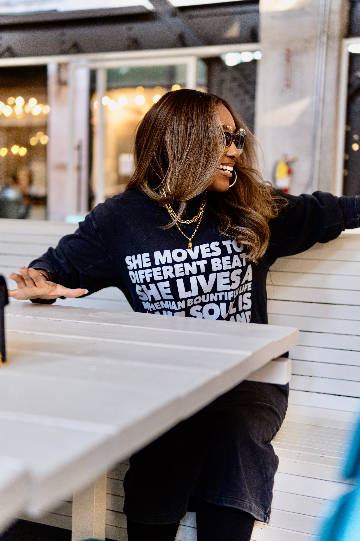 “She Moves to a Different Beat” Sweatshirt Lounge Dress (Ships out the week of 12-22-25)