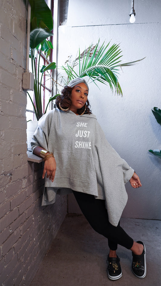 “She Just Shines” Hood Sweatshirt Poncho